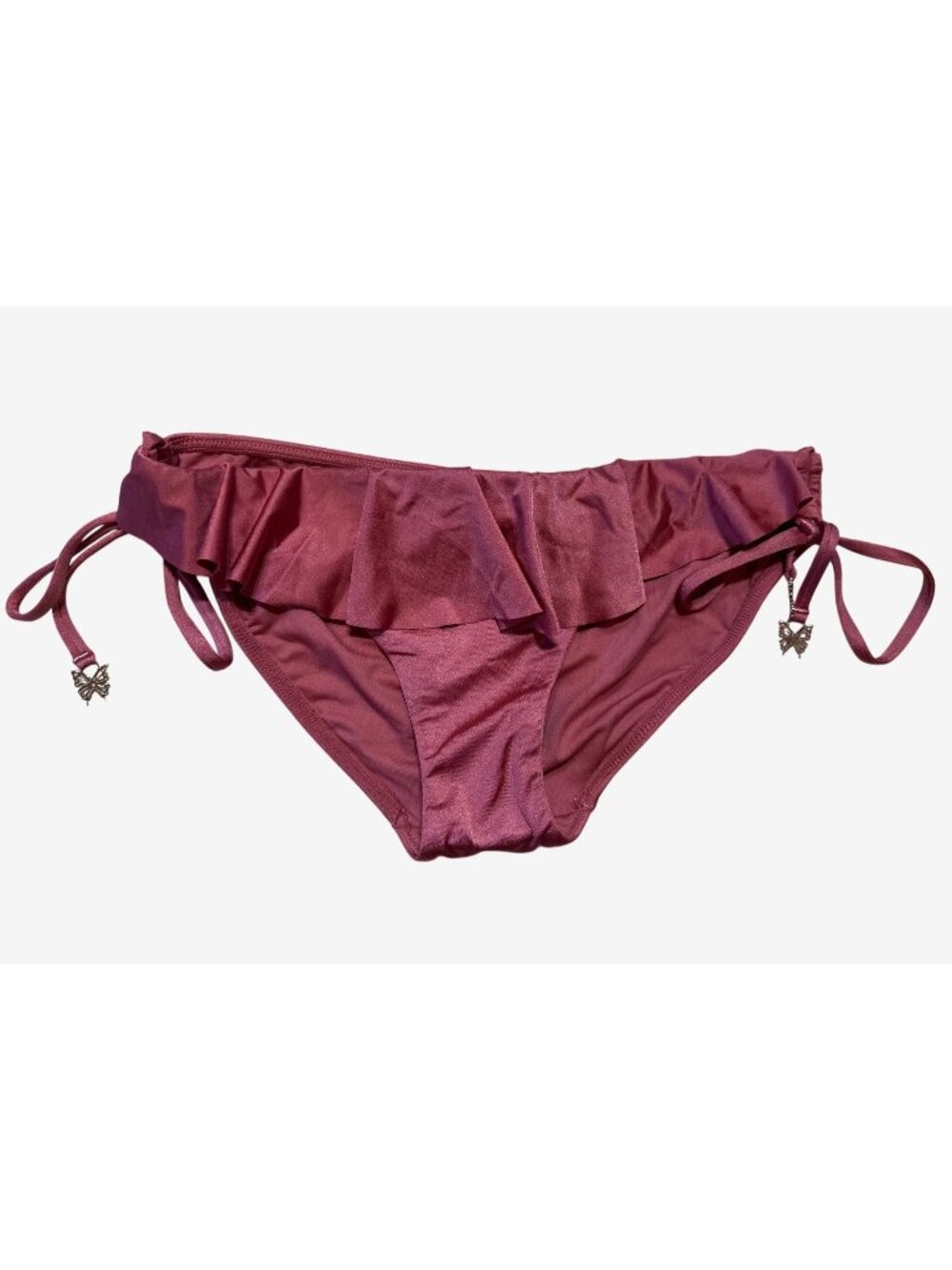 Seafolly Womens Pink Bikini Bottoms Ruffle Trim Butterfly Charms Size 8 $105